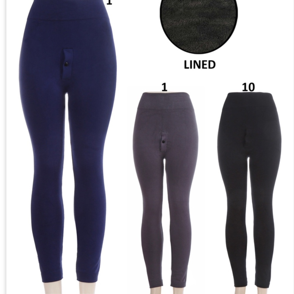 Men winter High-Waisted Lined Leggings - Navy, Gray, Black